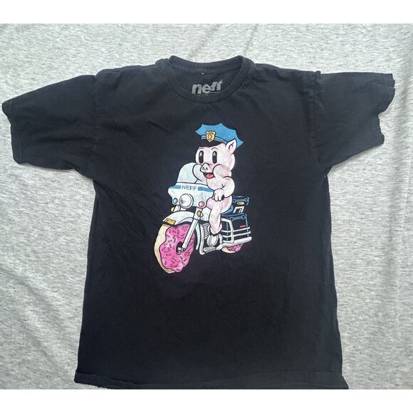 Neff The Donut Hog T-Shirt Men's Medium Short Sleeve Casual Pullover Black - Picture 1 of 9